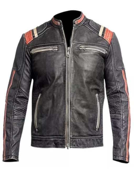 Cafe Racer Desert Gray Leather Jacket