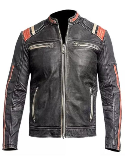 Cafe Racer Desert Gray Leather Jacket