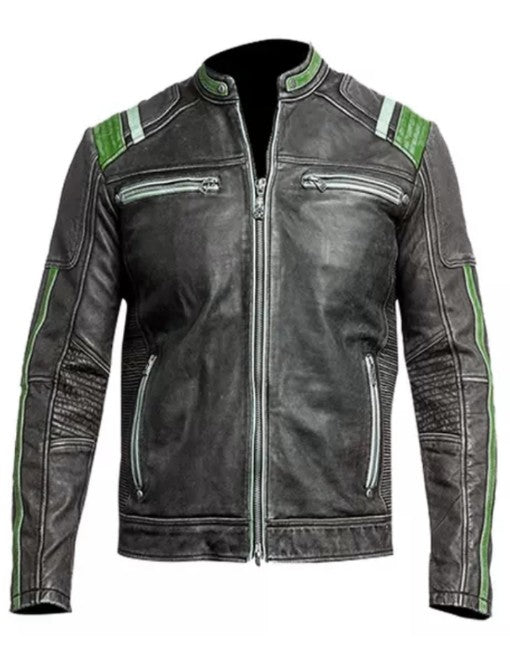 Cafe Racer Desert Gray Leather Jacket