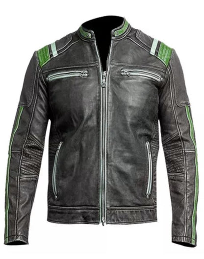 Cafe Racer Desert Gray Leather Jacket