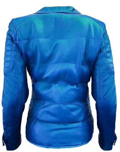 Biker Style Puffer Leather Jacket