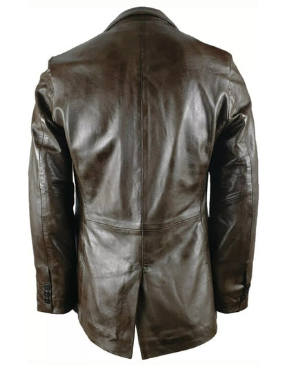 Mens Classic Two Button Soft Leather Blazer