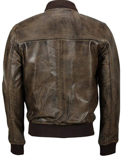 Mens Hand Waxed Bomber Leather Jacket