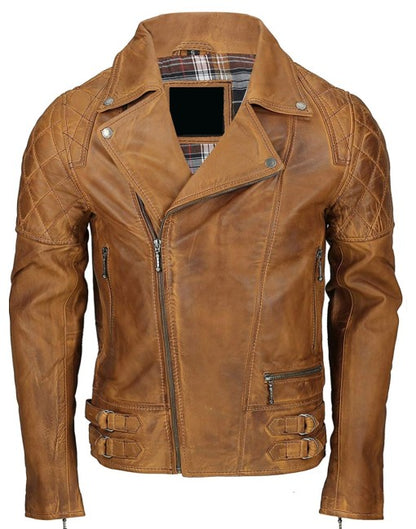 Stylish Hand-Waxed Cafe Racer Leather Jacket