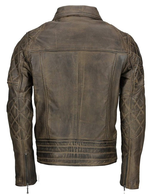 Stylish Hand-Waxed Cafe Racer Leather Jacket
