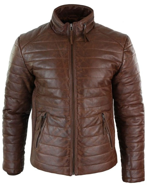 Mens Soft Puffer Leather Jacket