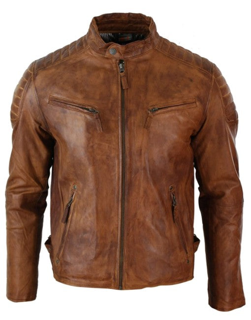 Mens Waxed Racing Leather Jacket
