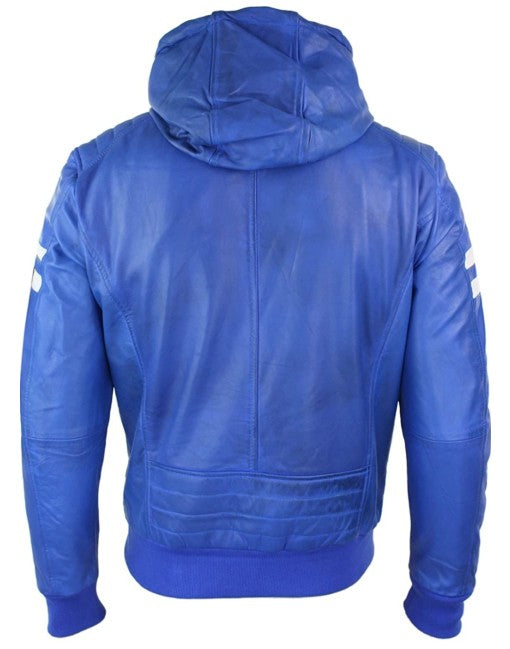 Smart Hooded Bomber Genuine Leather Jacket