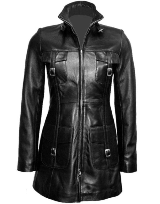 Womens Long Parker Leather Jacket