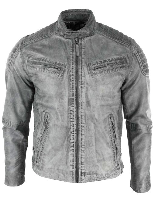 Mens Waxed Racing Leather Jacket