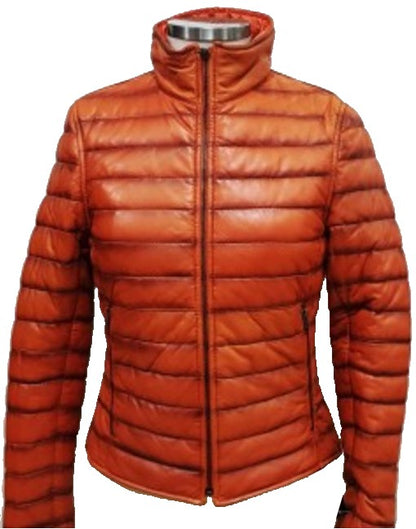 Lightweight Puffer Genuine Leather Jacket