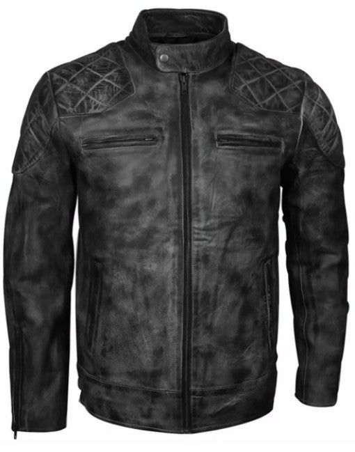 Mens Two Tone Waxed Leather Jacket
