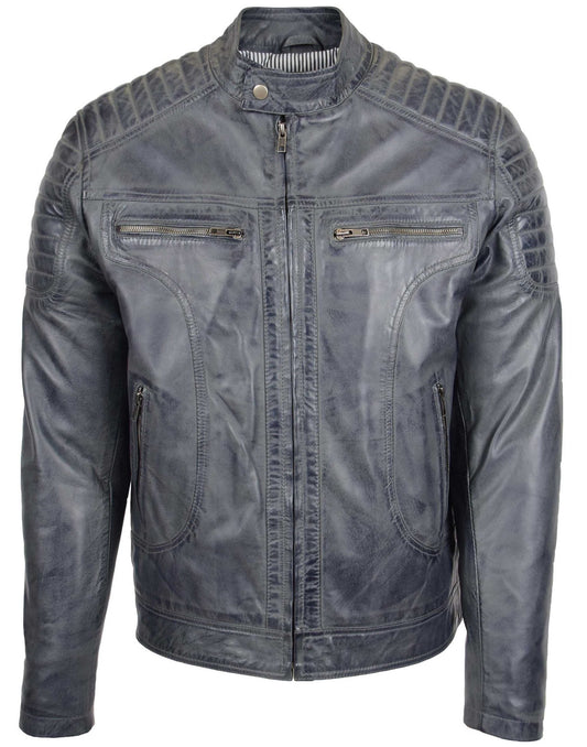 Cafe Racer Hand-Waxed Leather Jacket