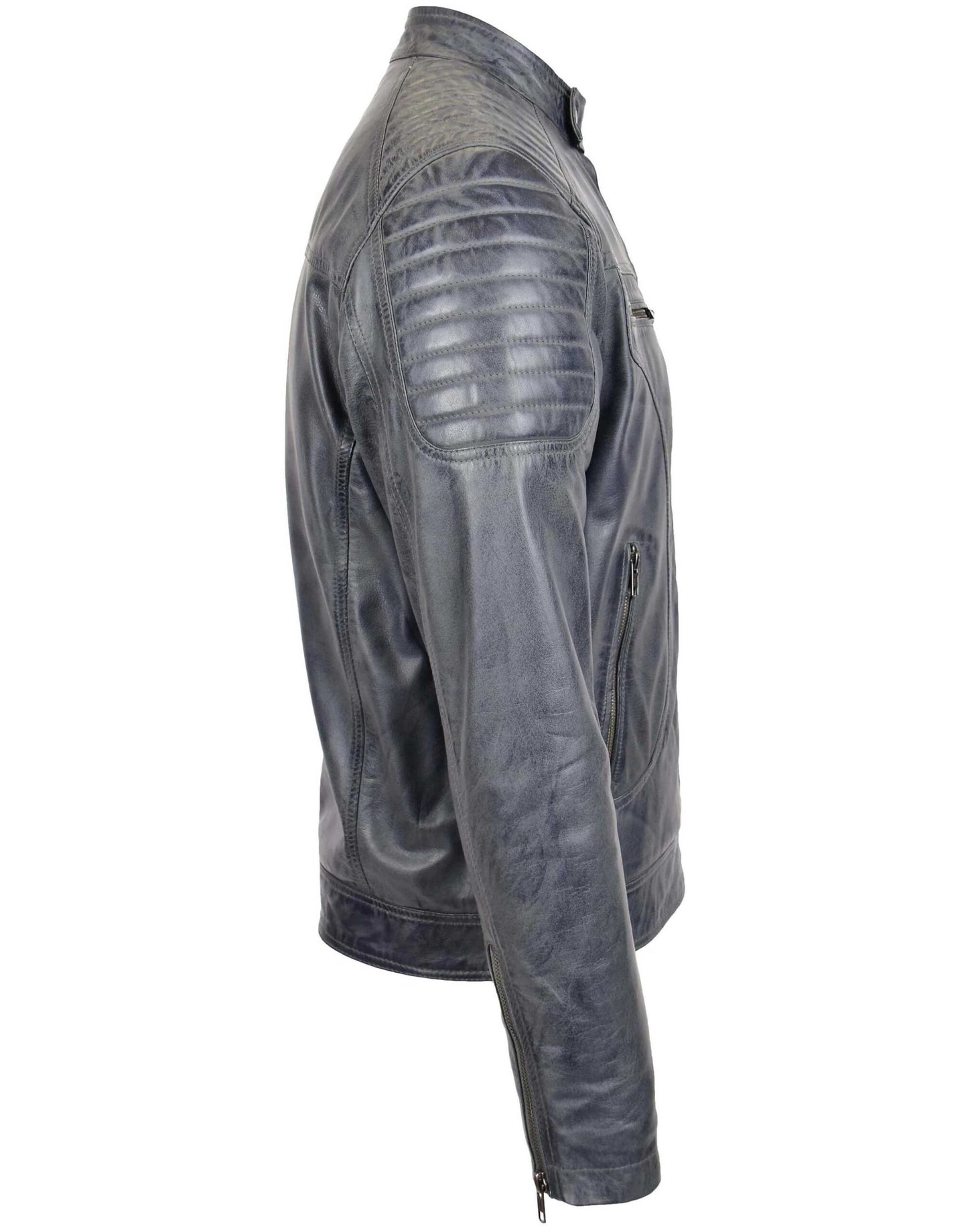 Cafe Racer Hand-Waxed Leather Jacket