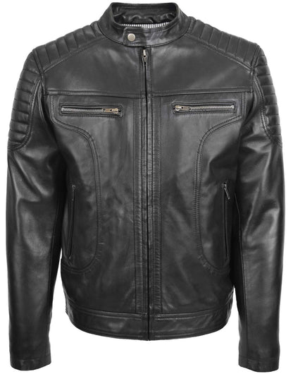 Cafe Racer Hand-Waxed Leather Jacket