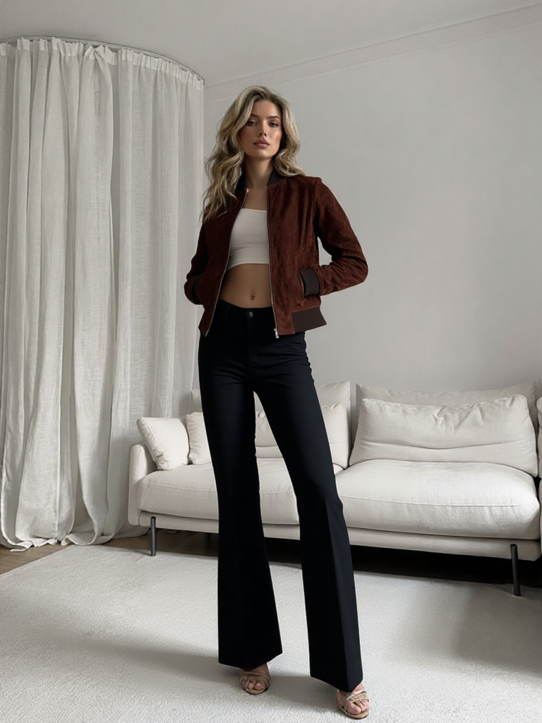 Women’s Premium Suede Bomber Jacket