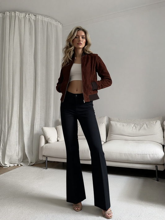 Women’s Premium Suede Bomber Jacket