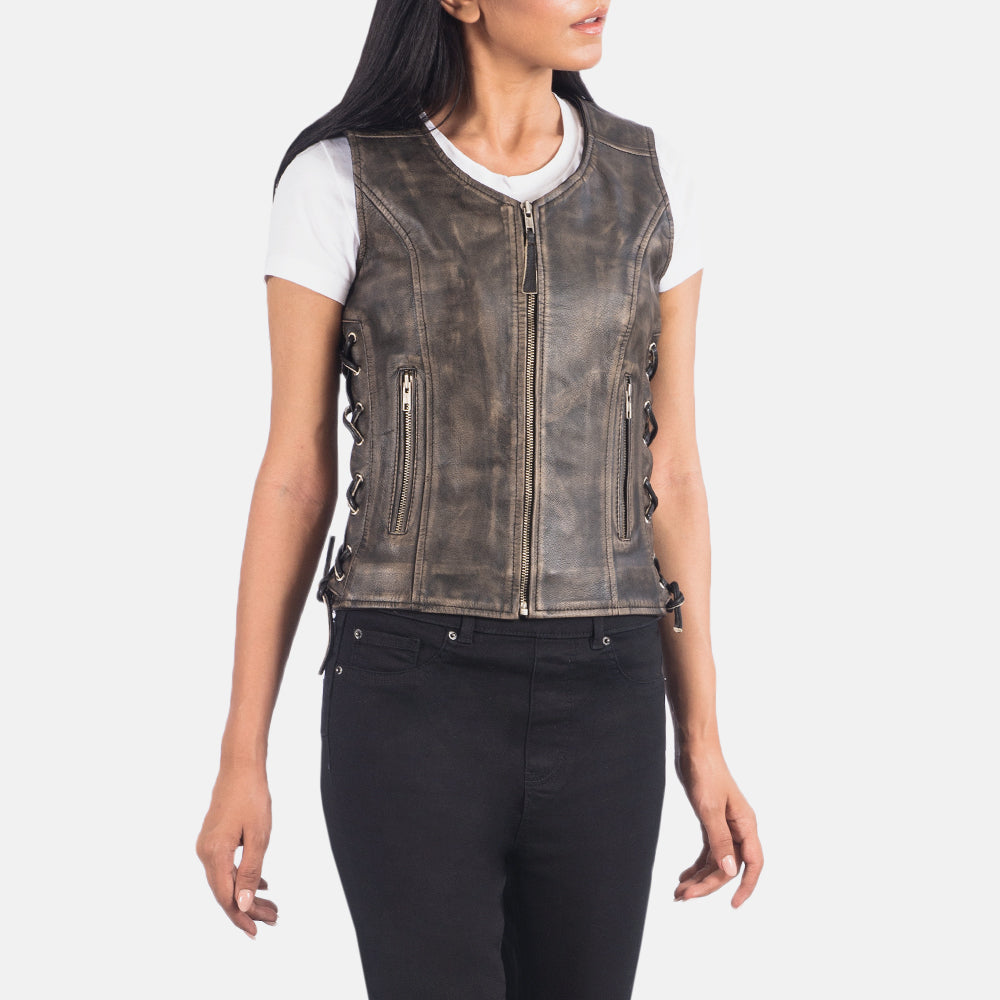 Women’s Side Lace Leather Vest
