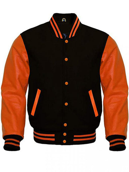 Men’s Orange Bomber Varsity Jacket