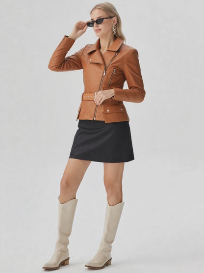 Womens Real Leather Parker Jacket