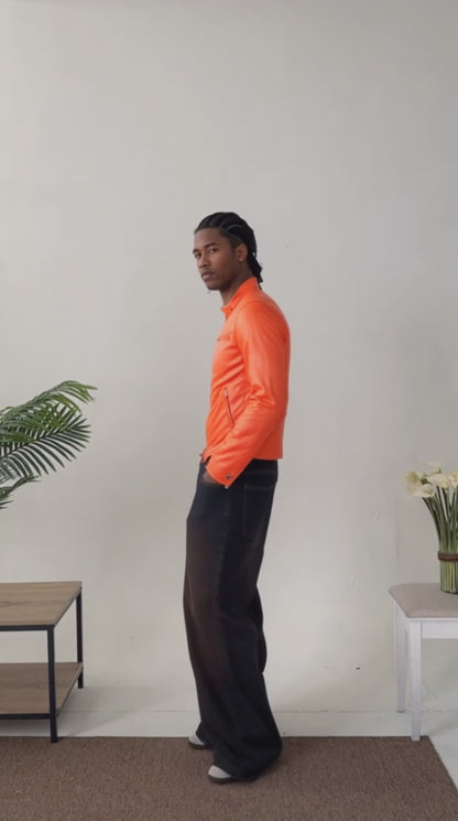 Womens Orange Leather Jacket