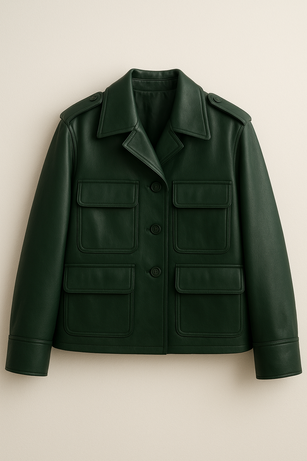 Women’s Bottle Green Sheep Leather Utility Jacket – Premium Soft Genuine Leather