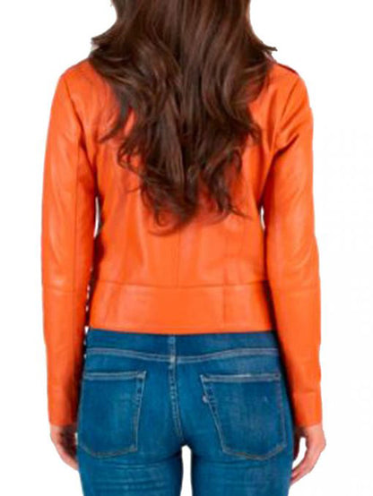 Womens Orange Leather Jacket